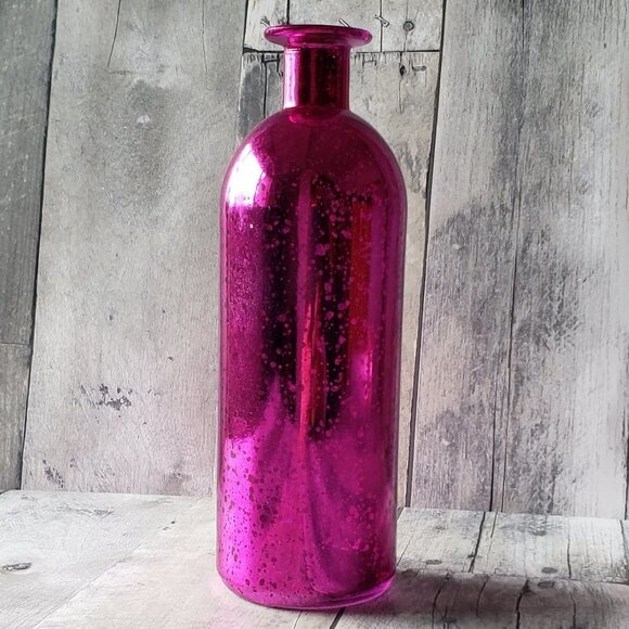 Pink Mercury Glass Bottle Vase - Picture 1 of 4